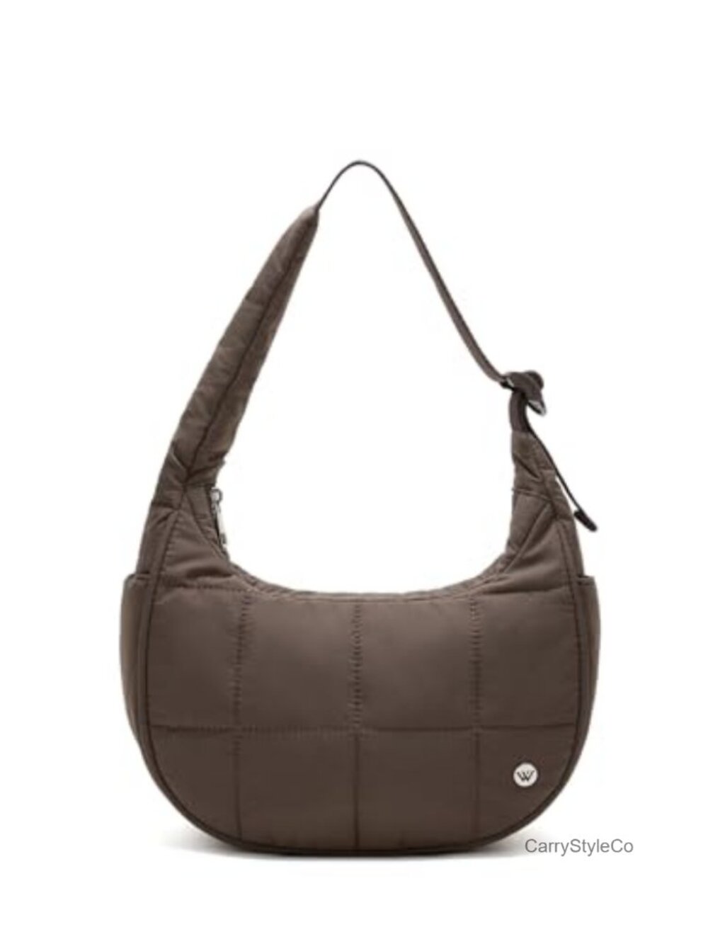 Waterproof Taslon Nylon Puffer Crescent Shoulder Bag Quilted Adjustable Strap
